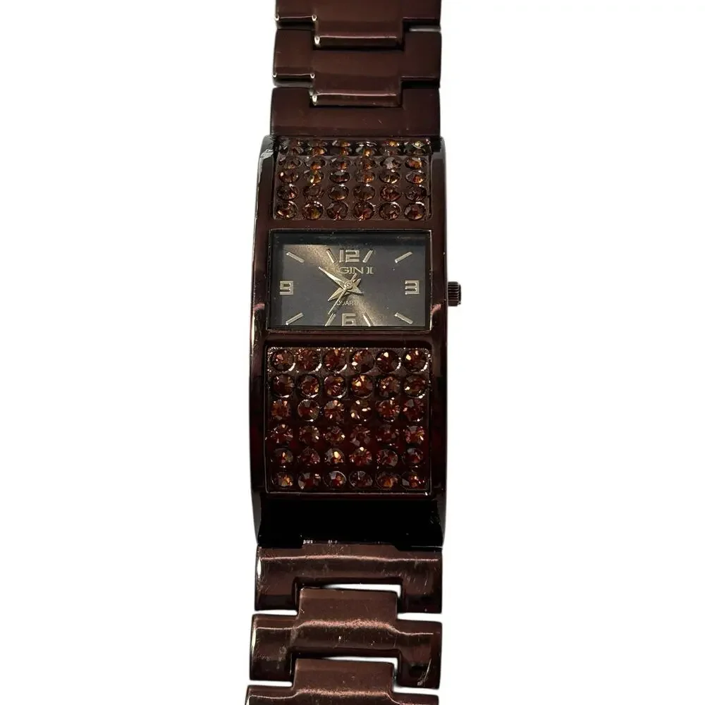 Elgin II Womens Watch Metallic Brown Crystal Bracelet EL1007B Need Battery 6.75